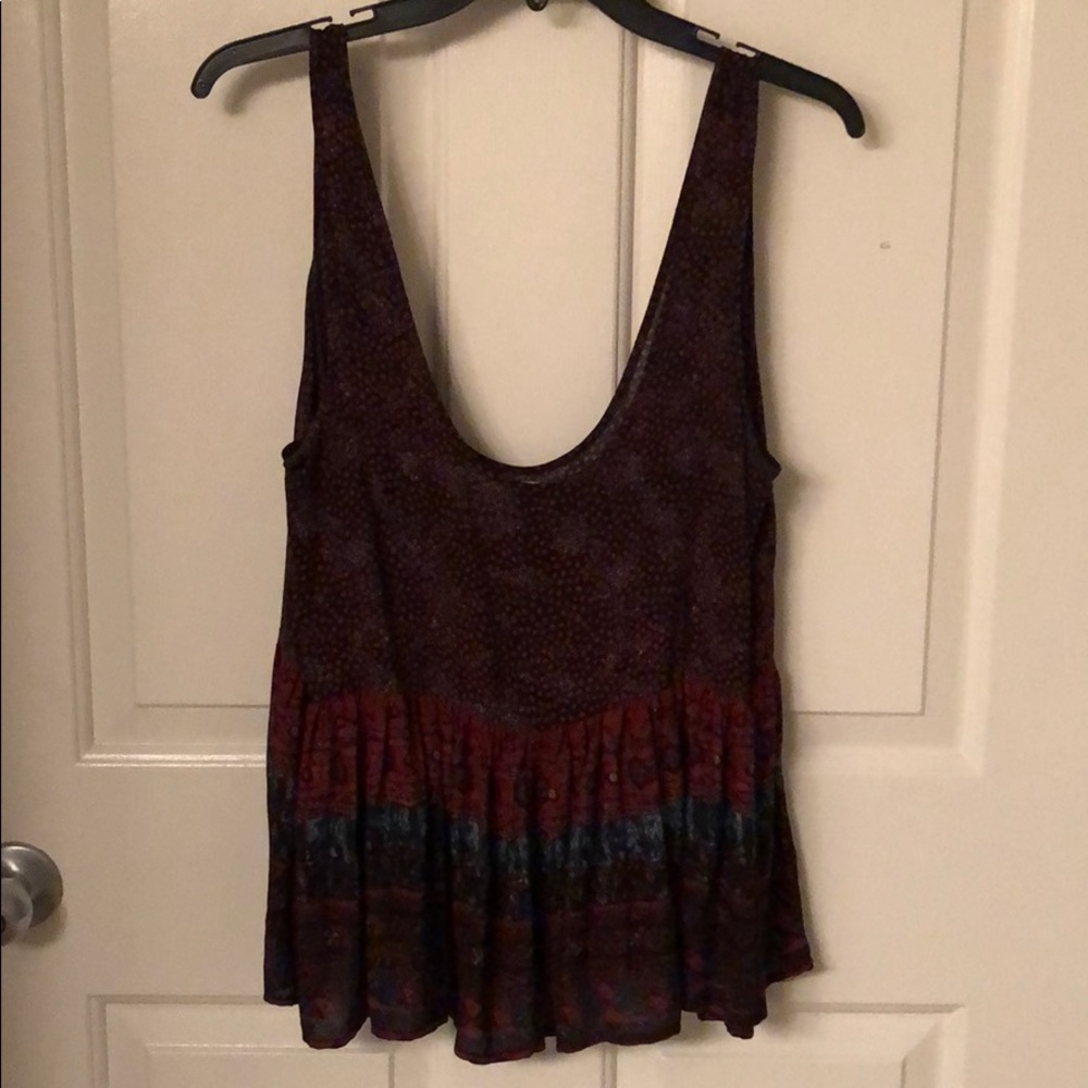 Burgundy flowy tank